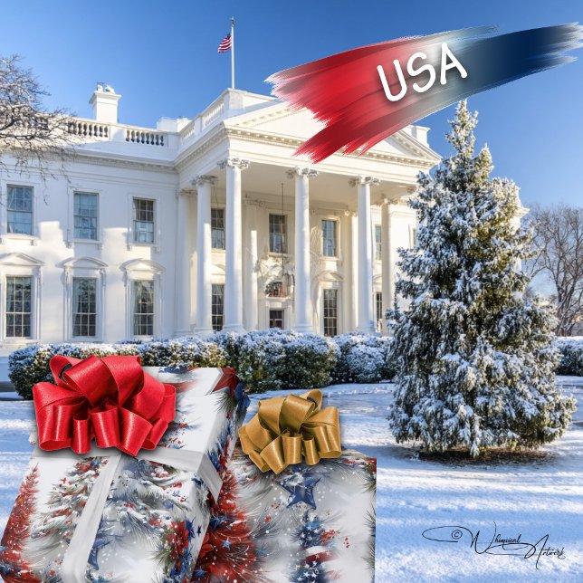 Papier Cadeau Arbres de Noël patriotiques (Créateur téléchargé)