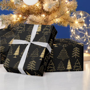 Papier Cadeau Arbres de Noël Pine Nature Forêt Xmas aquarelle