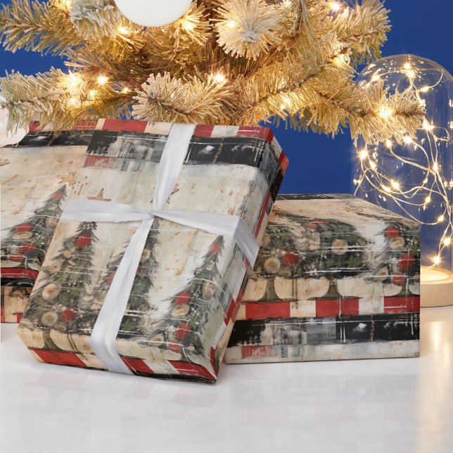 Papier Cadeau Arbres de Noël rétro Vintages (Vacances)
