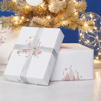 Papier Cadeau Arbres de Noël roses modernes Élégantes Fêtes