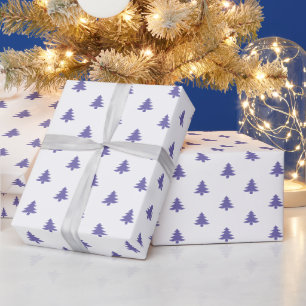 Papier Cadeau Arbres de Noël simples modernes Périwinkle Bleu