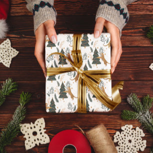 Papier Cadeau Arbres de Noël & tigres motif personnalisé arrière