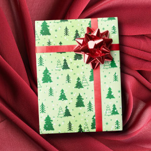 Papier Cadeau arbres de Noël tombant neige hiver merveilleux