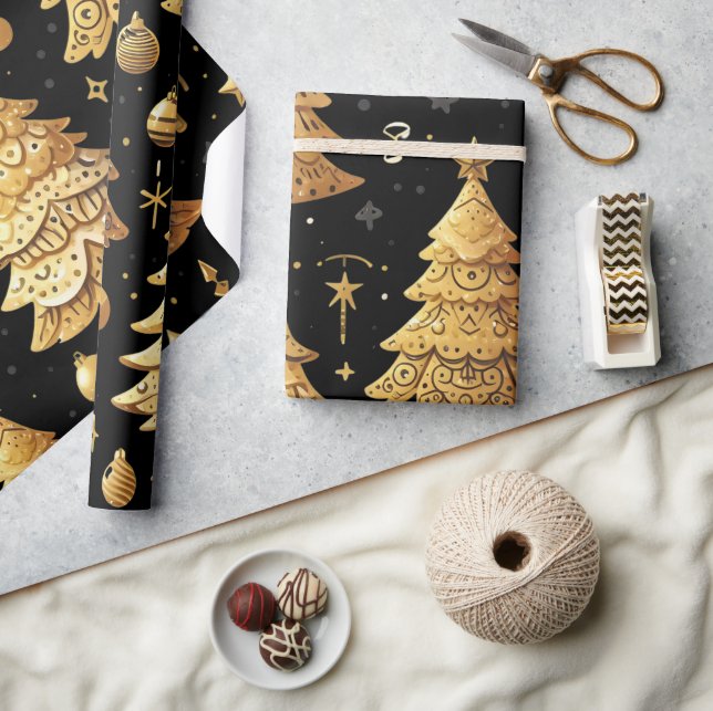 Papier Cadeau Arbres de Noël Whimsical Moderne (Artisanat)