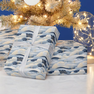 Papier Cadeau  Arbres de scène hivernale Montagnes Neige 