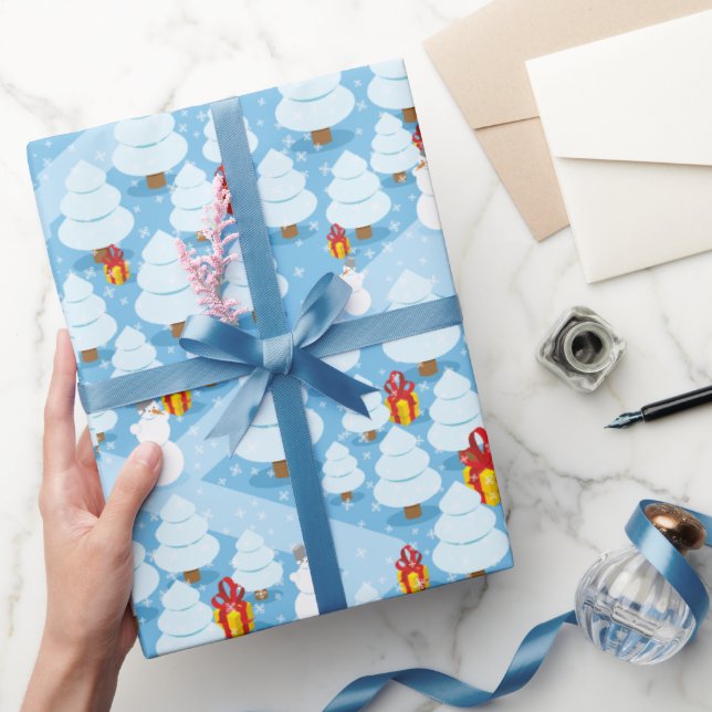 Papier Cadeau Arbres et présente Motif Enveloppement de NoëlPapi (Cadeaux)