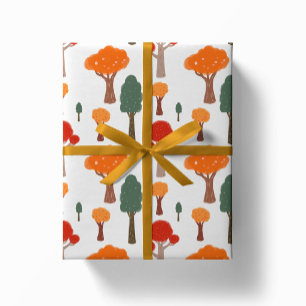 Papier Cadeau Arbres Fantaisistes d'Automne