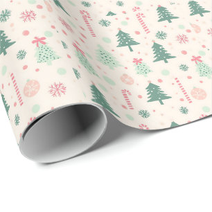 Papier Cadeau Arbres festifs et cosy pour les Fêtes de Noël