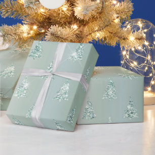Papier Cadeau Arbres verts de Noël