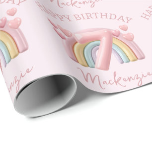Papier Cadeau Arc-en-ciel 3D brillant pour une fête d'anniversai