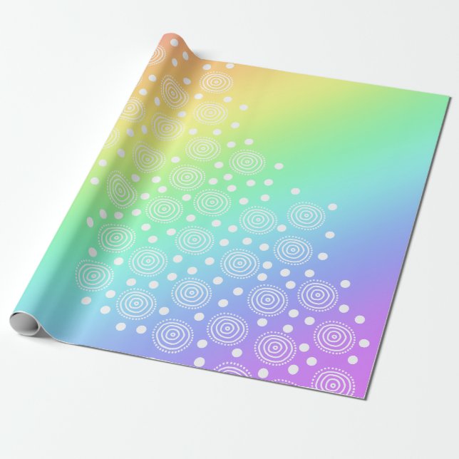 Papier cadeau arc-en-ciel avec cercles amusants (Déroulé)