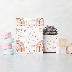 Papier Cadeau Arc en ciel Boheme - 1 an Anniversaire Fille
