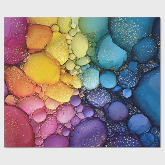 Papier Cadeau Arc en ciel bulle texture fluide Art (Plat)