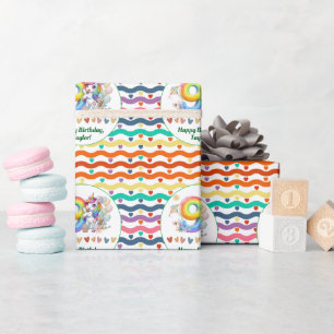 Papier Cadeau Arc-en-ciel coloré et Unicorne 9e fête d'anniversa