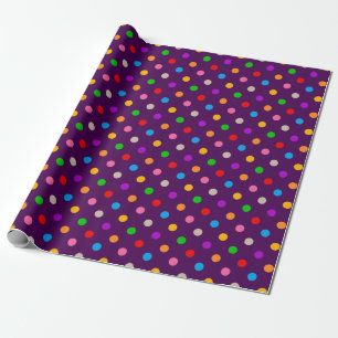 Papier Cadeau Arc-en-ciel Coloré Points noirs Violet