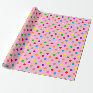 Papier Cadeau Arc-en-ciel Coloré Points Pink