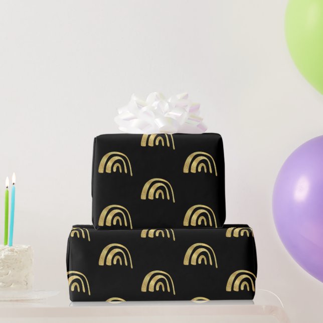 Papier Cadeau Arc-en-ciel doré et noir  (Cadeaux de fête)
