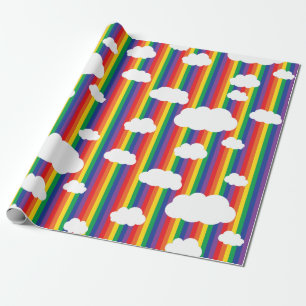 Papier Cadeau Arc-en-ciel et nuages mignons 1er anniversaire