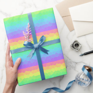 Papier Cadeau Arc-en-ciel lumineux à dégradé géométrique