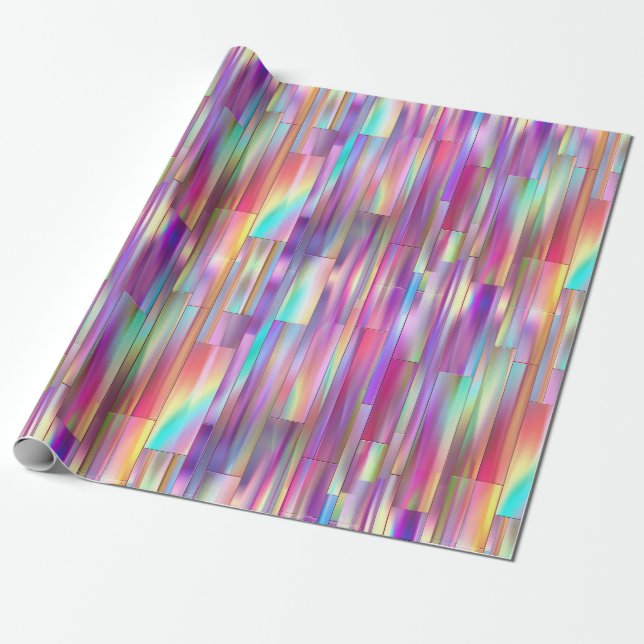 Papier Cadeau Arc-en-ciel métallique chatoyant (Déroulé)
