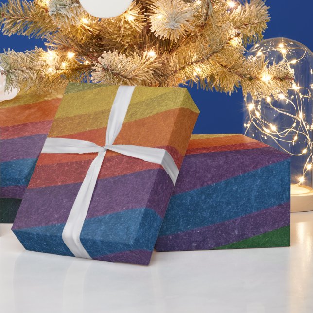 Papier Cadeau Arc-en-ciel métallisé inspiré simple et élégant (Vacances)