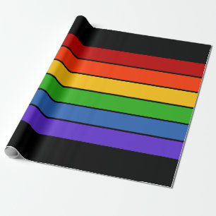 Papier Cadeau Arc-en-ciel noir rayé