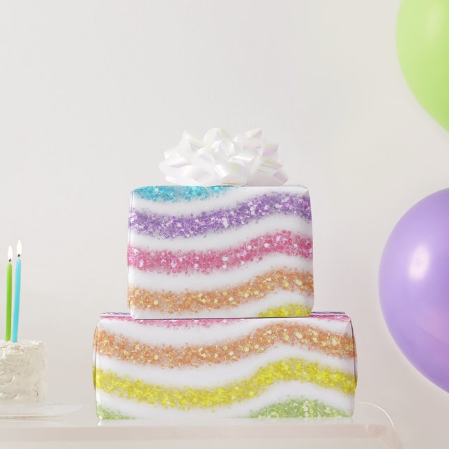 Papier Cadeau Arc-en-ciel Pailleté Pastel (Cadeaux de fête)