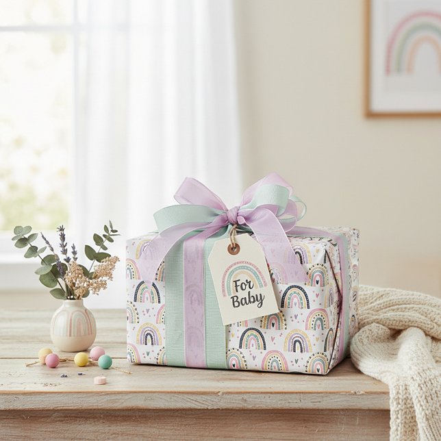 Papier Cadeau Arc-en-ciel pastel mignon  (Créateur téléchargé)