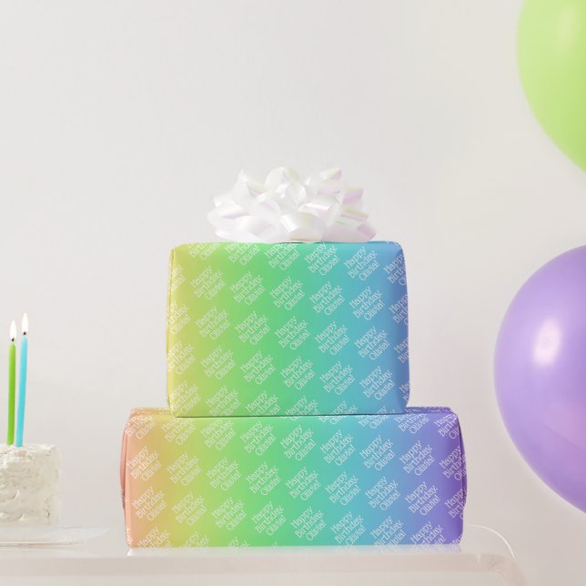 Papier Cadeau Arc-en-ciel personnalisé (Cadeaux de fête)