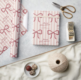 Papier Cadeau Arc-en-ciel personnalisé à rayures roses et crème