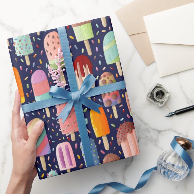 Papier Cadeau Arc-en-ciel Popsicles Envelopper le rouleau de pap (Cadeaux)