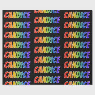 Papier Cadeau Arc-en-ciel prénom "CANDICE"; Amusant et coloré
