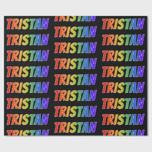 Papier Cadeau Arc-en-ciel prénom "TRISTAN"; Amusant et coloré