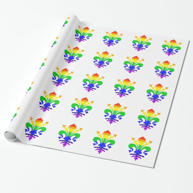 Papier Cadeau Arc-en-ciel stylisé Fleur de Lis (Déroulé)