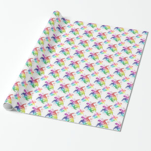 Papier Cadeau Arc-en-ciel tribal de tortue