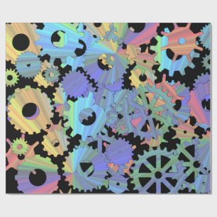 Papier Cadeau Arc-en-ciel vapeur métal engrenages art