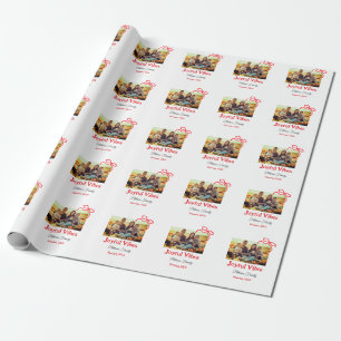 Papier Cadeau Arc rouge joyeuse Vibes ajouter nom de famille pho