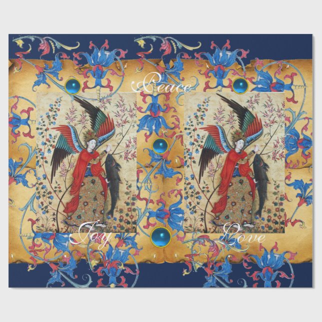 PAPIER CADEAU ARCHANGEL RAPHAEL ET PARCHEMENT DE NOËL AUX POISSO (Plat)