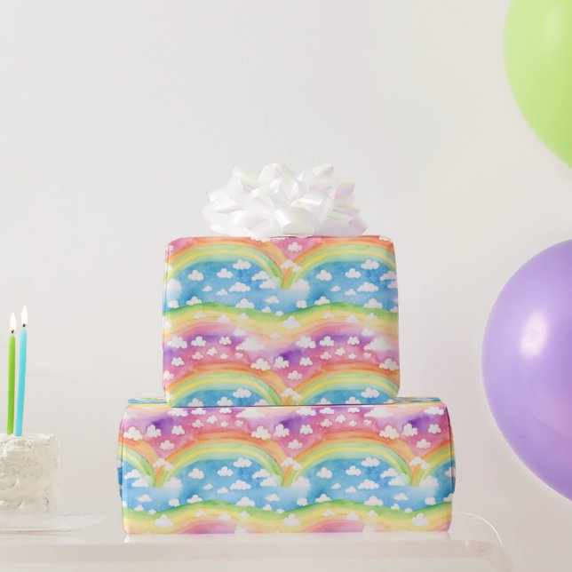 Papier Cadeau Arcs-en-ciel et Nuages (Cadeaux de fête)