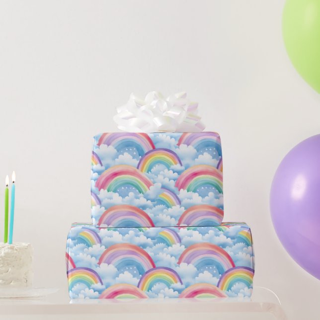 Papier Cadeau Arcs-en-ciel et Nuages (Cadeaux de fête)