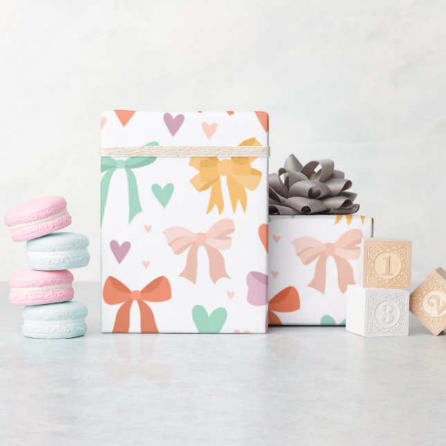 Papier Cadeau Arcs et cœurs multicolores (Baby Shower)