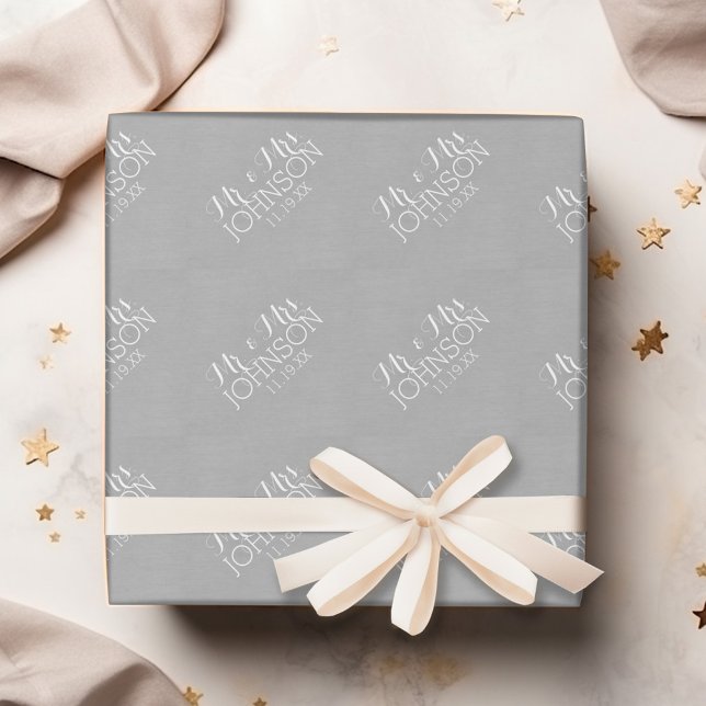 Papier Cadeau Argent couleur unie - Mariage M & M Cadeaux (Personalized Wedding Anniversary Wrapping Paper)