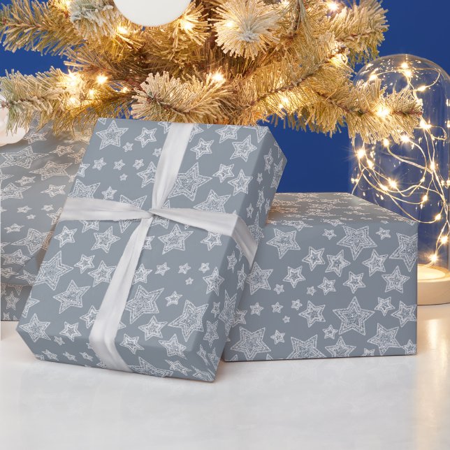 Papier Cadeau Argent et paillettes (Vacances)