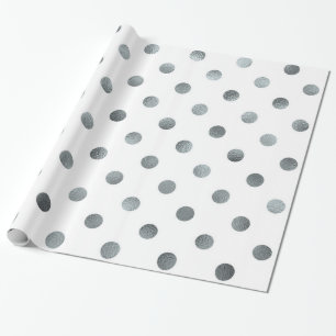 Papier Cadeau Argent Métallurgique Faux Foil Petite Polka Point