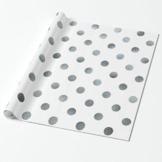 Papier Cadeau Argent Métallurgique Faux Foil Petite Polka Point 