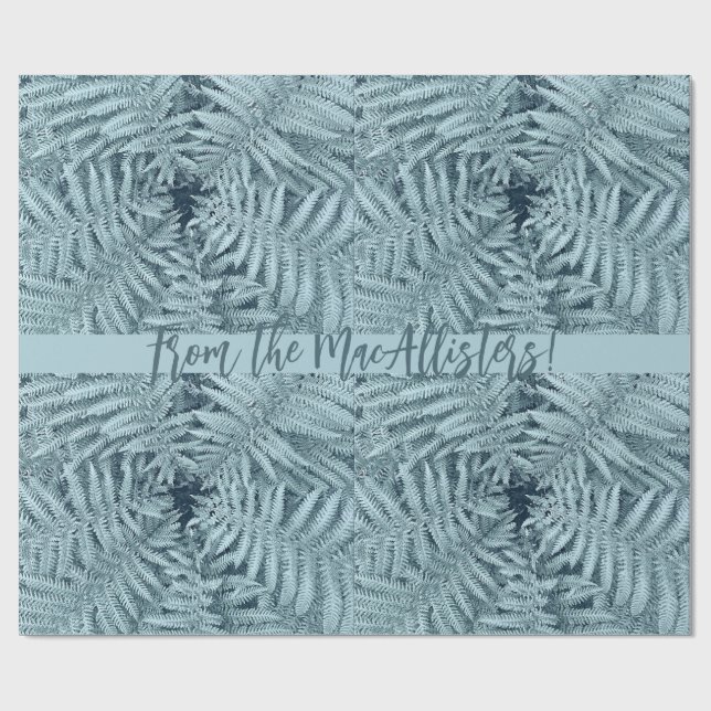PAPIER CADEAU ARGENT NOUVELLE-ZÉLANDE LEAFY FERN PERSONNALISÉ KI (Plat)