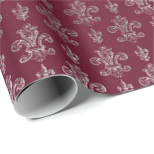Papier Cadeau Argent royal de Bourgogne de rouge foncé de