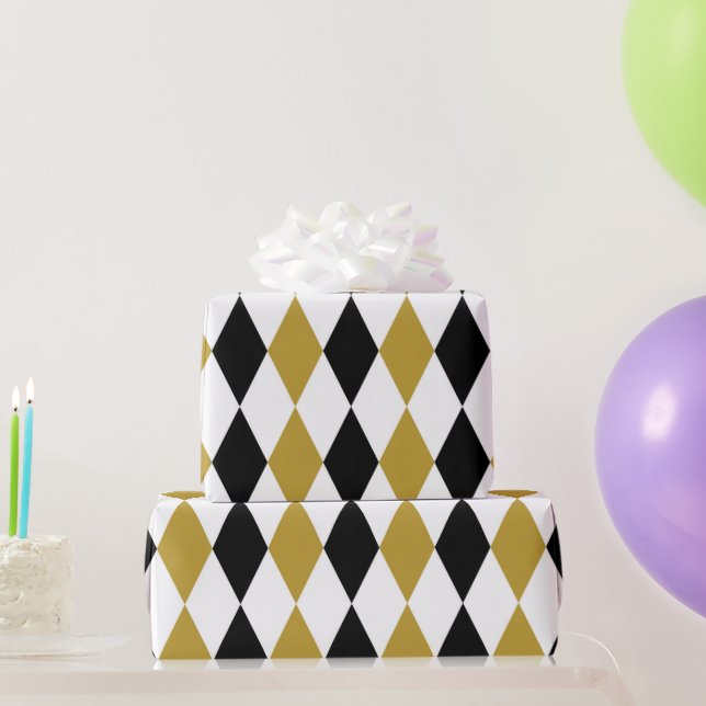 Papier Cadeau Argyle noir et or (Cadeaux de fête)