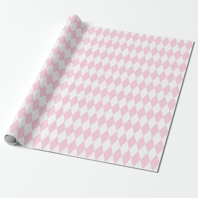 Papier Cadeau Arlequin blanc et rose clair (Déroulé)