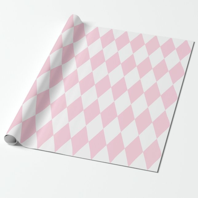 Papier Cadeau Arlequin blanc et rose clair extra-large (Déroulé)